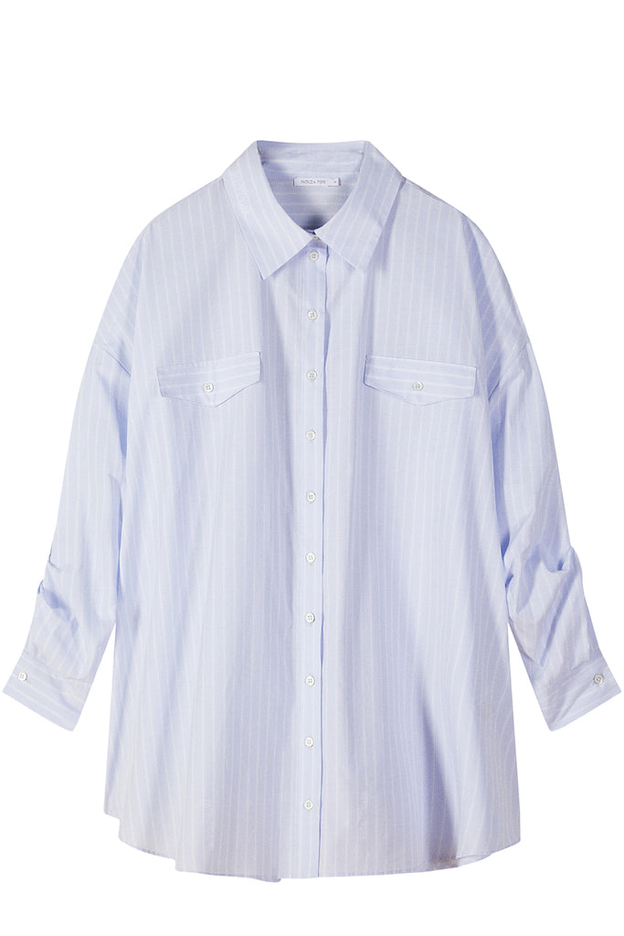 Pinstriped Cotton Shirt Dress