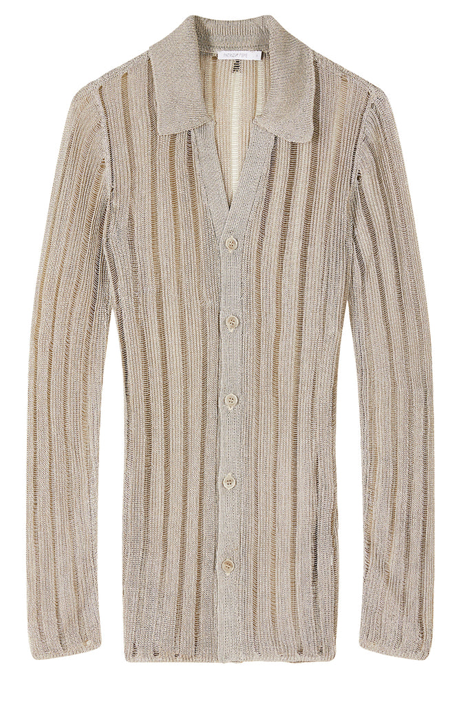 Long Sleeved Knitted Button Front Top