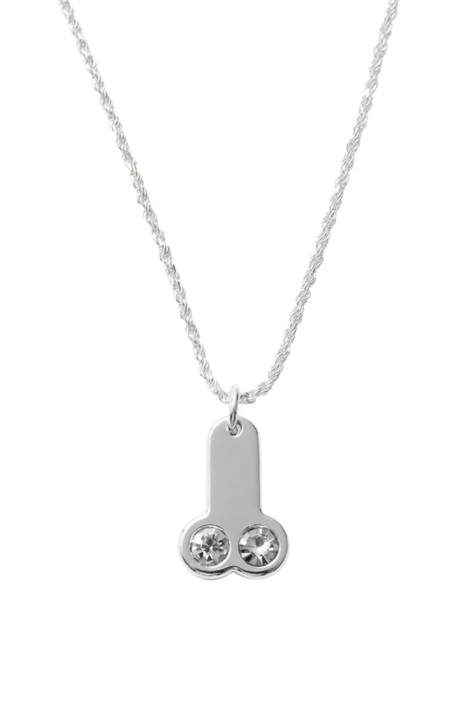 Front view of the Carne Bollente family jewels necklace in silver colour