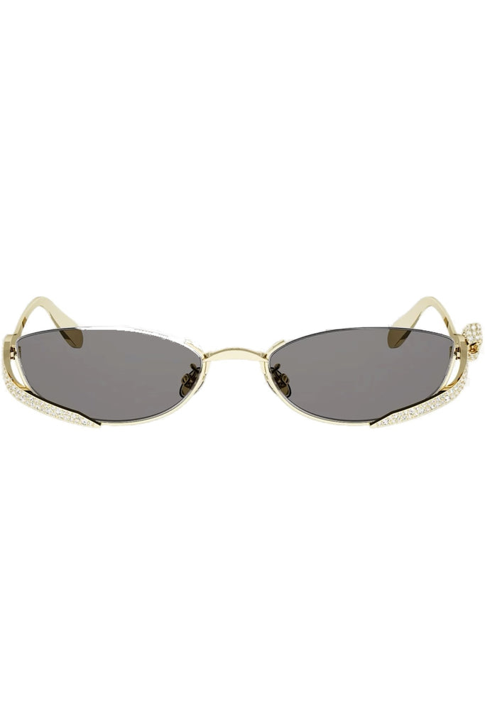Dior Bow Oval Bejeweled Sunglasses