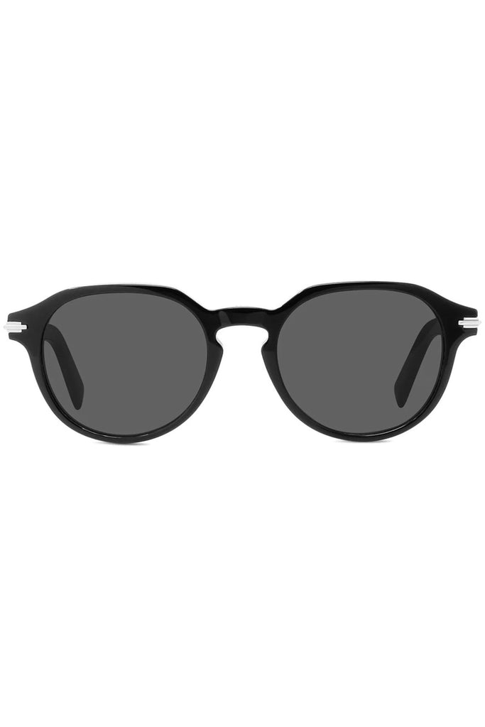 Black round sunglasses with dark gray lenses, shown from the front on a plain white background.