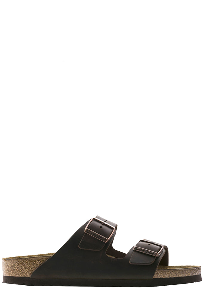 The Arizona Oiled Leather Side Buckle Sandals in Habana colour from the brand BIRKENSTOCK