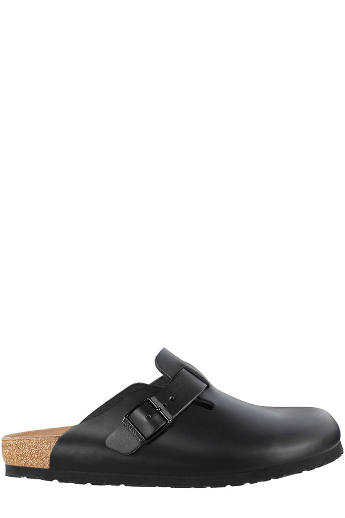 The Boston Smooth Leather Clogs in black colour from the brand BIRKENSTOCK