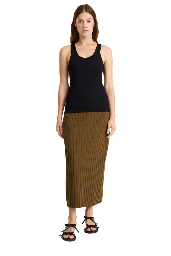 The Fiemme Midi Skirt in shitake colour from the brand BY MALENE BIRGERv