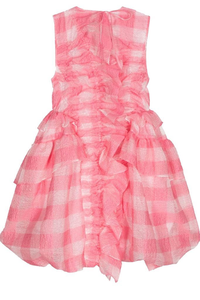 The Giselle Sleeveless Dress With Voluminous Skirt And Ruffles in pink sorbet colour from the brand CECILIE BAHSEN