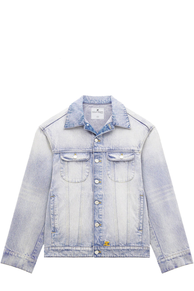 The Cocoon Denim Jacket in light blue wash colour from the brand COURRÈGES