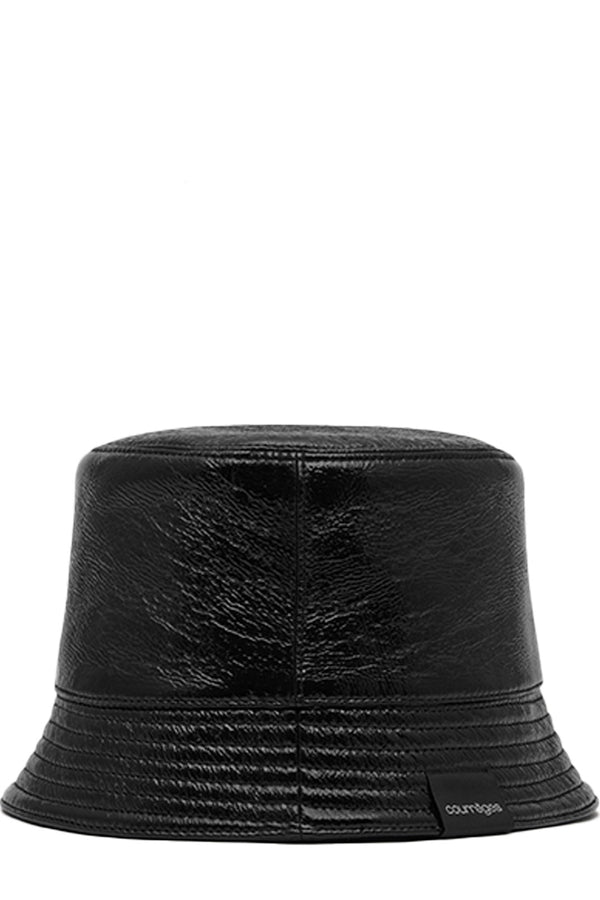 The Signature vinyl bucket hat in black colour from the brand COURRÈGES