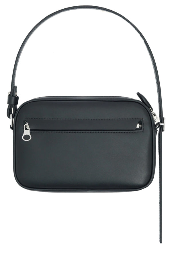 The Slim Leather Camera Bag in black colour from the brand COURRÈGES