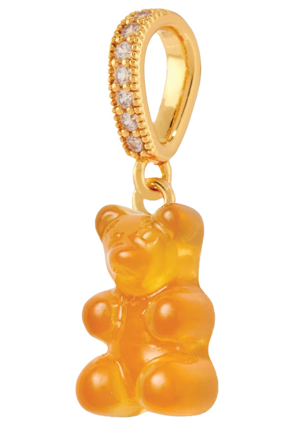 The nostalgia bear pendant with pave connector in fanta and gold colors from the brand CRYSTAL HAZE