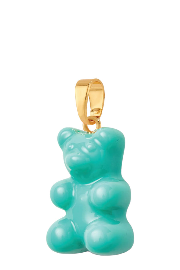 The nostalgia bear pendant with classic connector in mykonos blue and gold color from the brand CRYSTAL HAZE