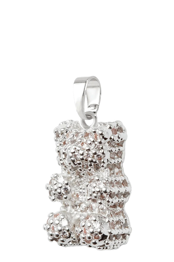 The nostalgia bear pendant with classic connector in silver pave color from the brand CRYSTAL HAZE