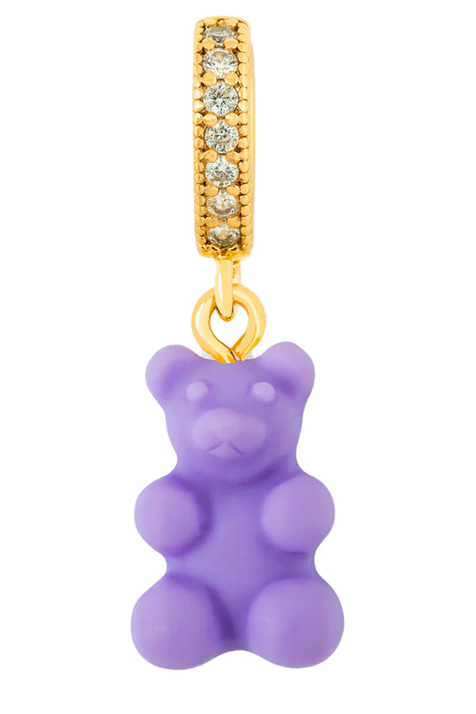 The nostalgia bear pendant with pave connector in gold and pinot noir colour from the brand CRYSTAL HAZE