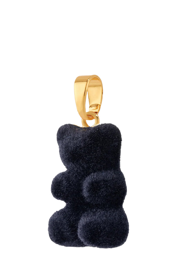 The velvet nostalgia bear pendant with classic connector in gold and black colour from the brand CRYSTAL HAZE