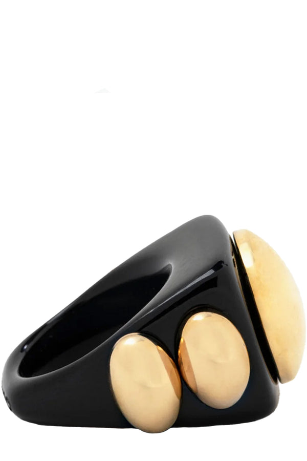 The My Ex's Funeral ring in black and gold colours from the brand LA MANSO