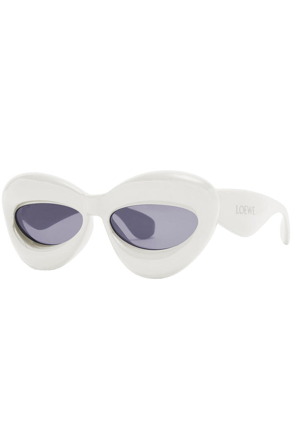 The oversize bubble-frame cat-eye sunglasses in white color with grey lenses from the brand LOEWE