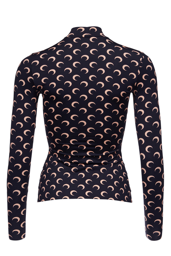 The logo-pattern crew-neck jersey top in black color from the brand MARINE SERRE