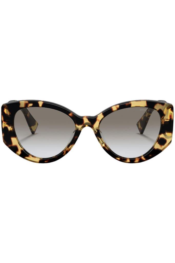 The oval bold-temple logo-detail sunglasses from the brand MIU MIU