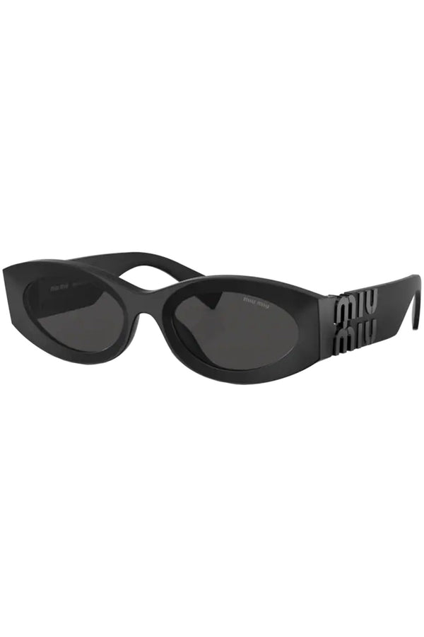 The oval metal logo-hinge bold-temple sunglasses from the brand MIU MIU