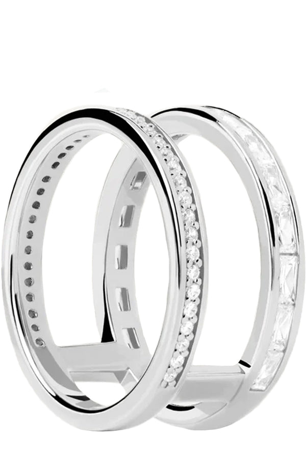 The Bianca ring in silver and clear colours from the brand P D PAOLA