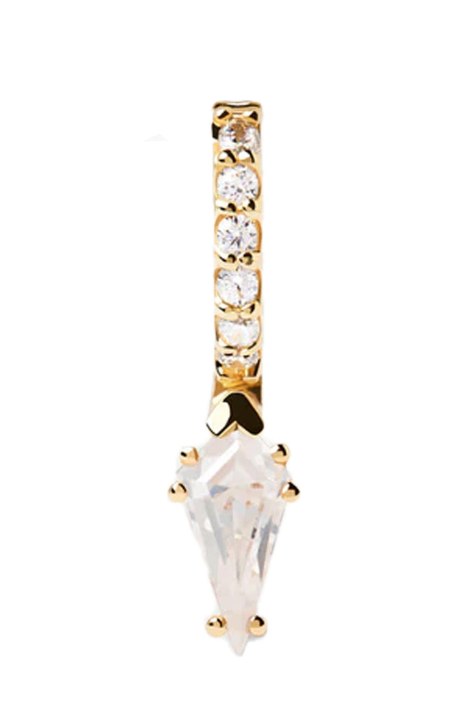 The Manila single earring in gold and clear colours from the brand P D PAOLA