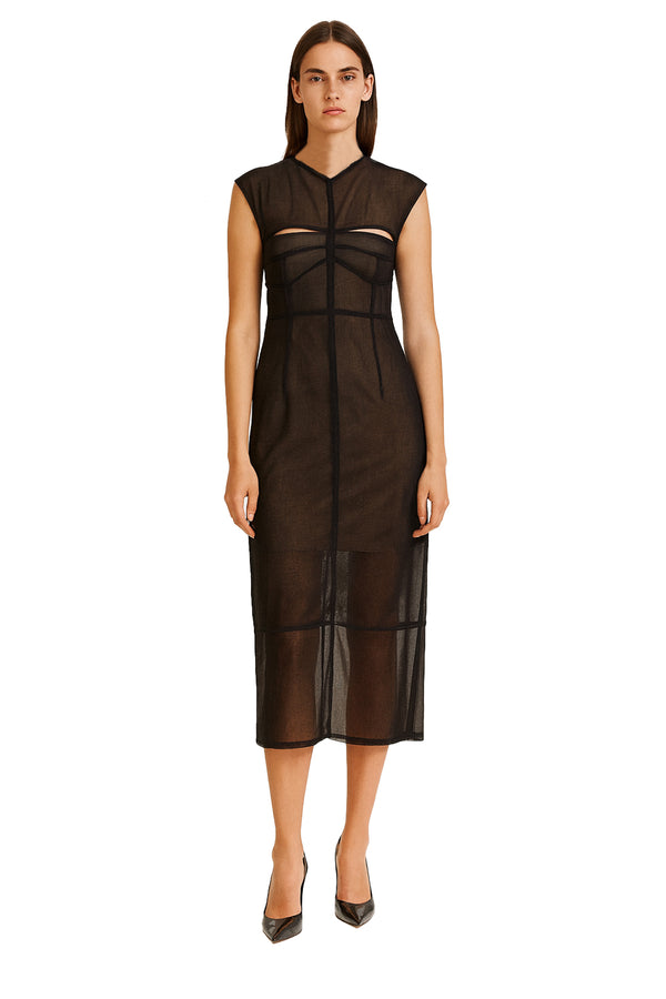 Silk Transparent Shift Dress With Slip Dress