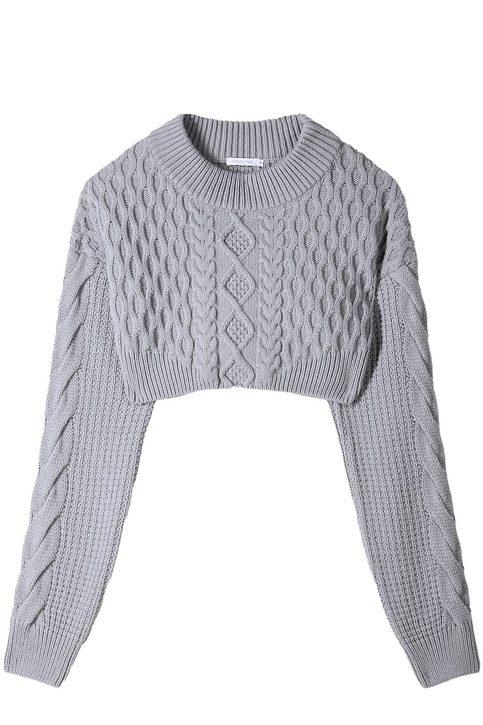 Cropped Wool-Blend Knit Sweater