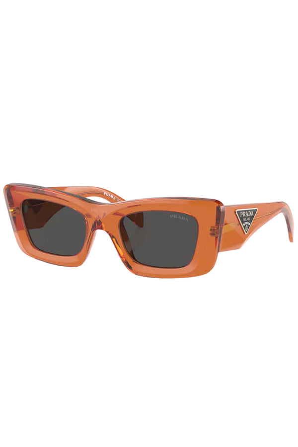 The cat-eye transparent-frame signature logo-plaque sunglasses from the brand PRADA