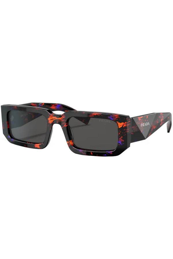 The rectangle-frame abstract-pattern bold-temple sunglasses from the brand PRADA