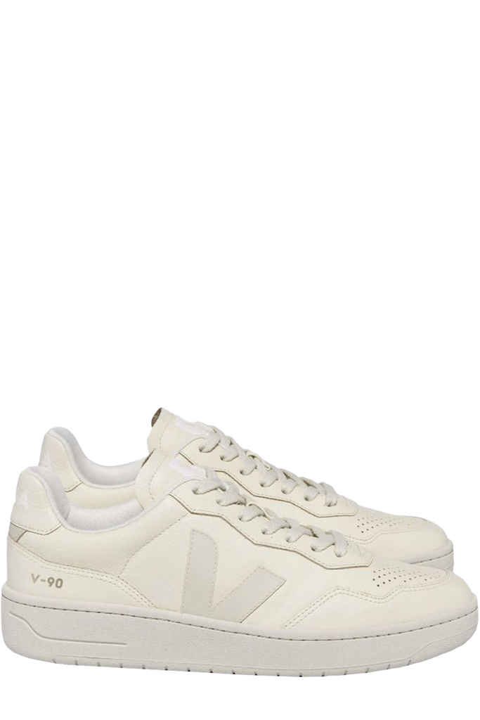 The V-90 organic-traced leather sneakers in cashew and pierre colours from the brand VEJA