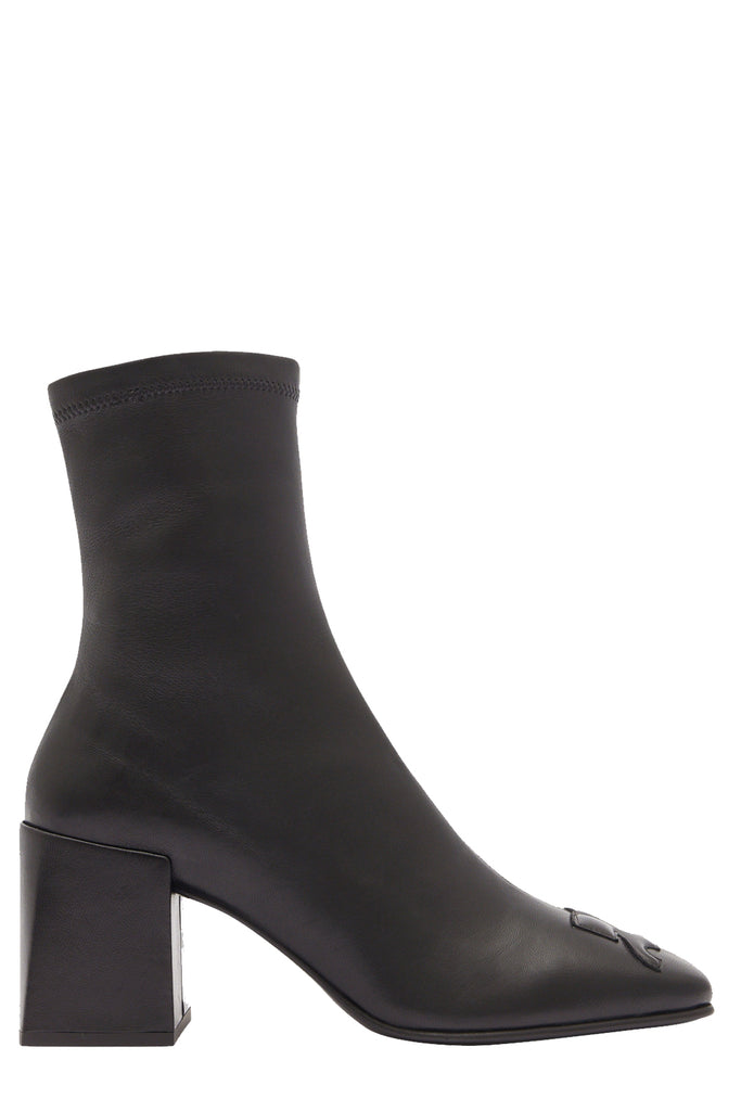 AC Logo-Embossed Leather Ankle Boots