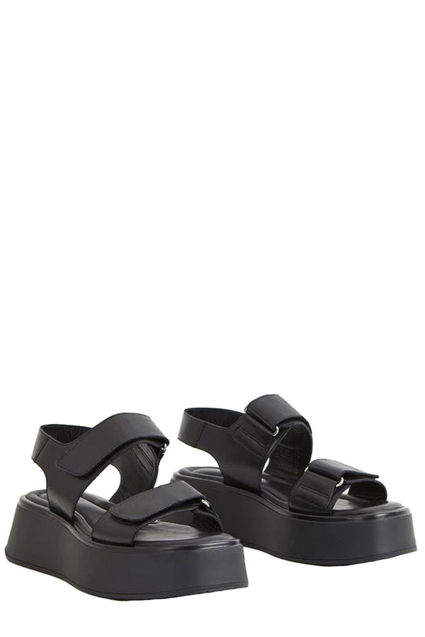 Courtney Wide-Strap Platform Leather Sandals