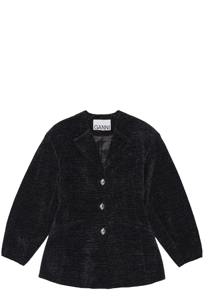 V-Neck Fitted Chenille Blazer