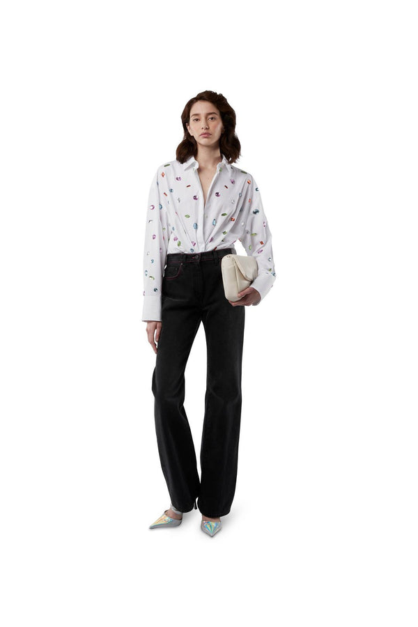 Crystal-Embellished Crispy Cotton Poplin Shirt