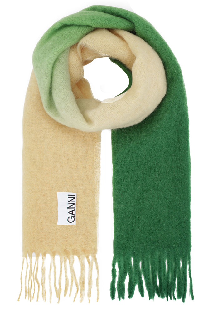 Gradient-Pattern Fringed-Trim Mohair Scarf