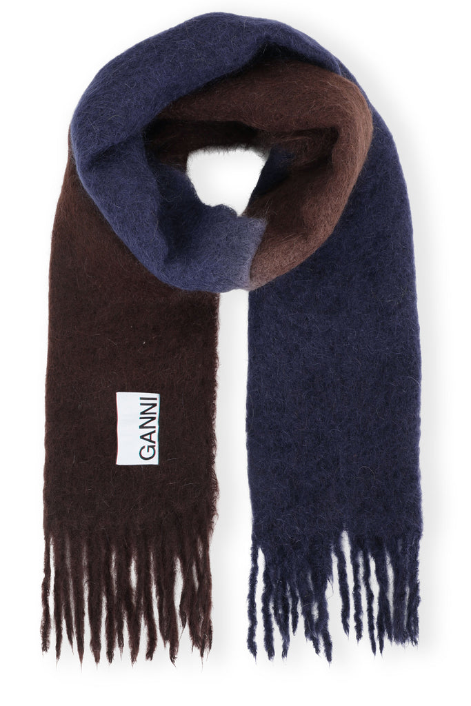 Gradient-Pattern Fringed-Trim Mohair Scarf