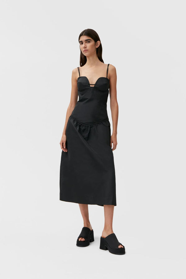 Spaghetti-Strap Taffeta Midi Dress