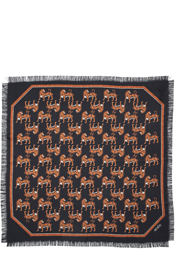 Tiger Mirage Print Silk Scarf - 68X68