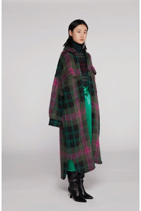 circus hotel checked wooljacquard coat dark brit check gyapjukabat