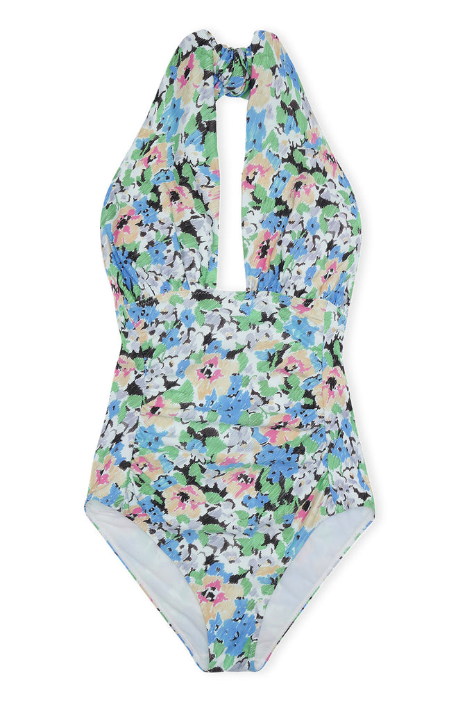 Floral-Print Halterneck Recycled Polyamide Swimsuit