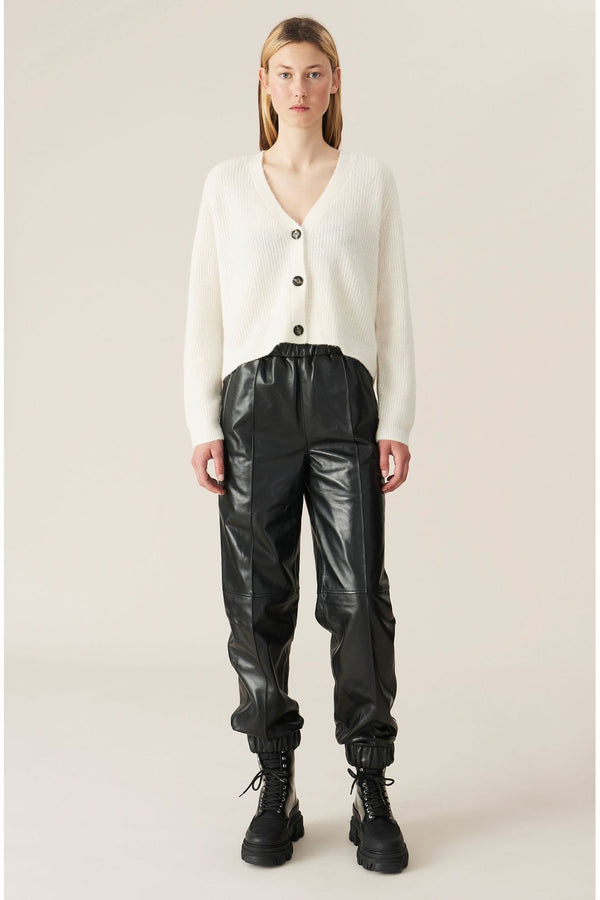 ganni leather pants black bornadrag