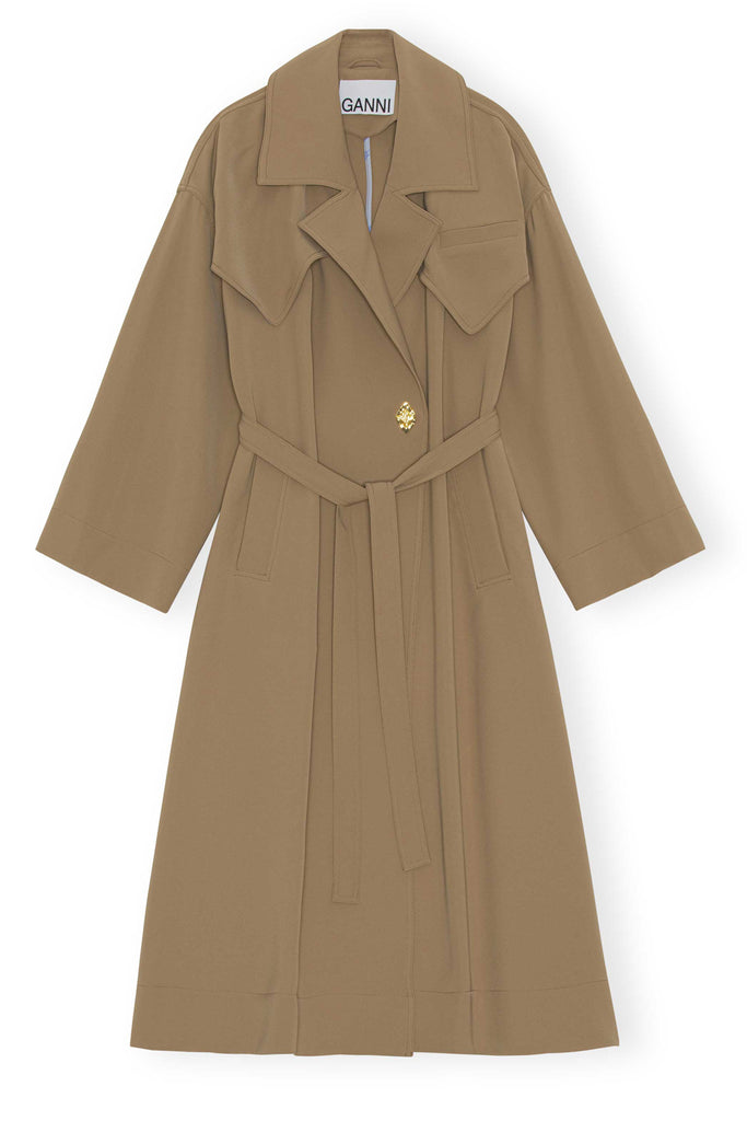 Oversized Drapey Twill Trench Coat