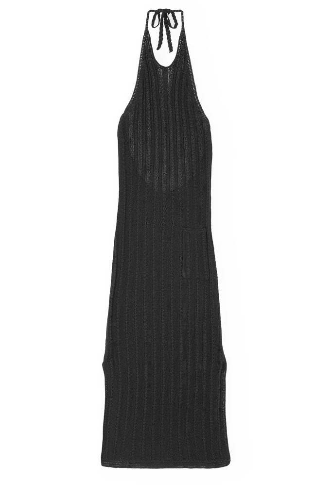 Ribbed Knitted Halterneck Midi Dress