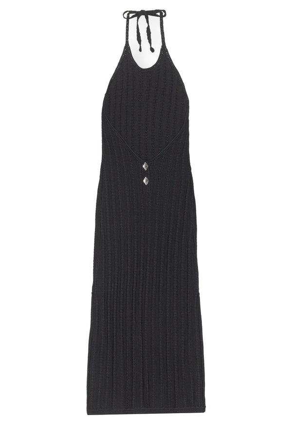 Ribbed Knitted Halterneck Midi Dress