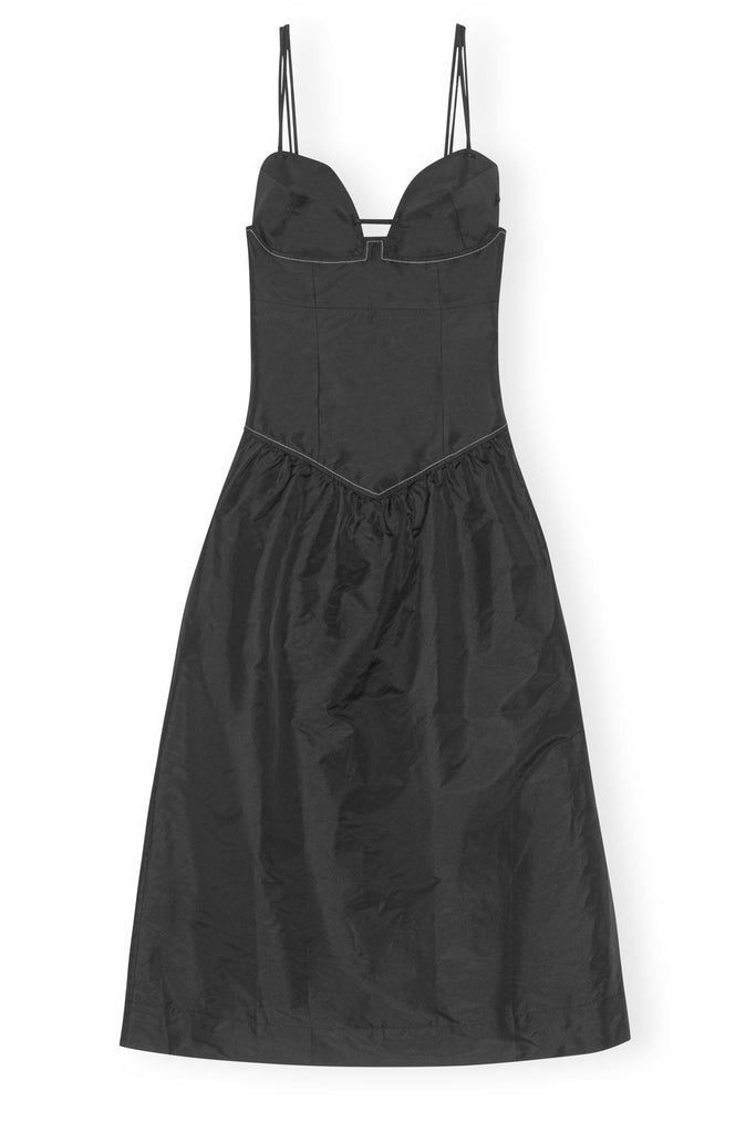 Spaghetti-Strap Taffeta Midi Dress