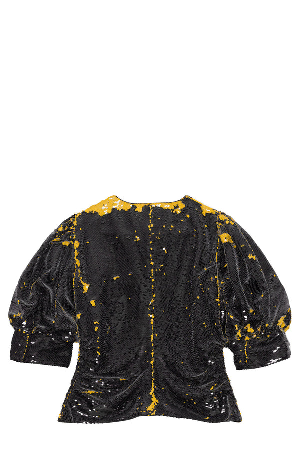 Zip-Front Sequin Blouse