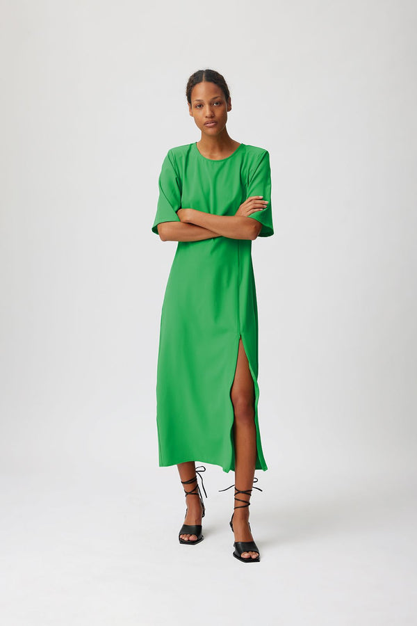 Melba Short-Sleeved Side-Slit Midi Dress