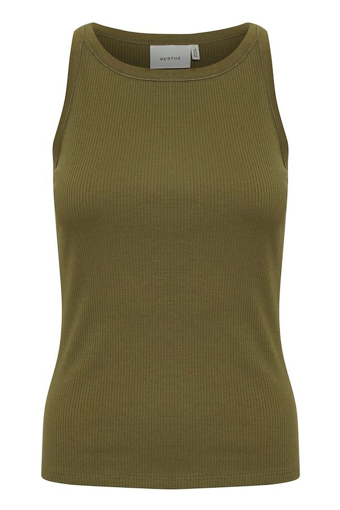 gestuz rolla knit top dark olive kotott felso