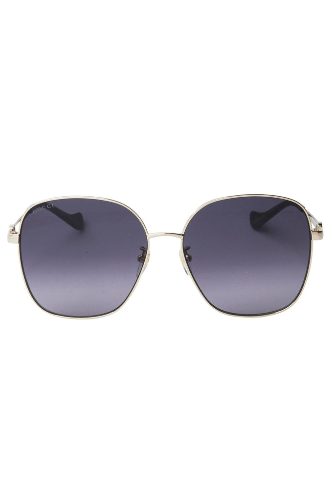 Square Metal Framed Sunglasses With Chain