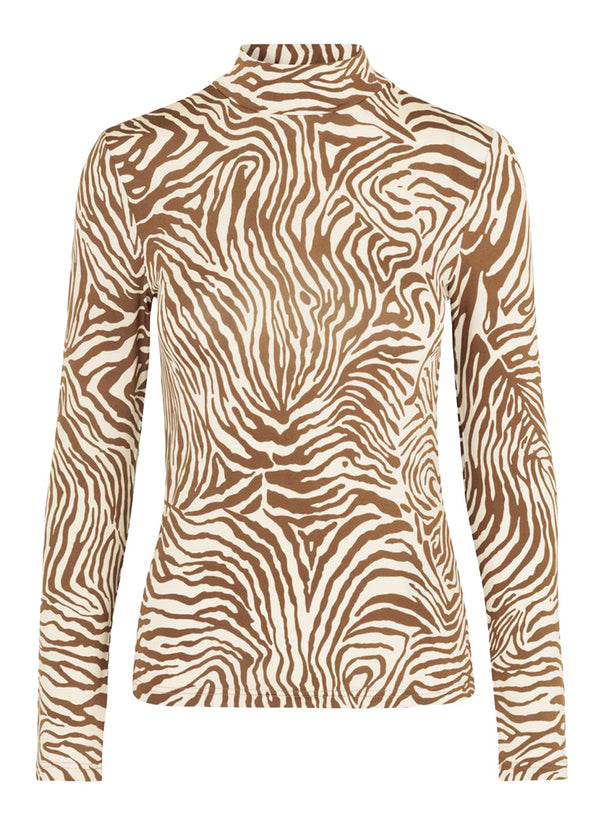 Elsi Zebra-Print Turtleneck Top