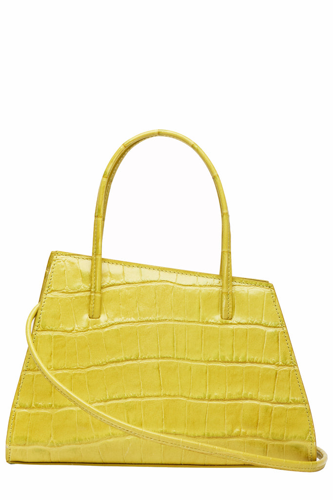 Slanted Mini Croc-Embossed Leather Handbag